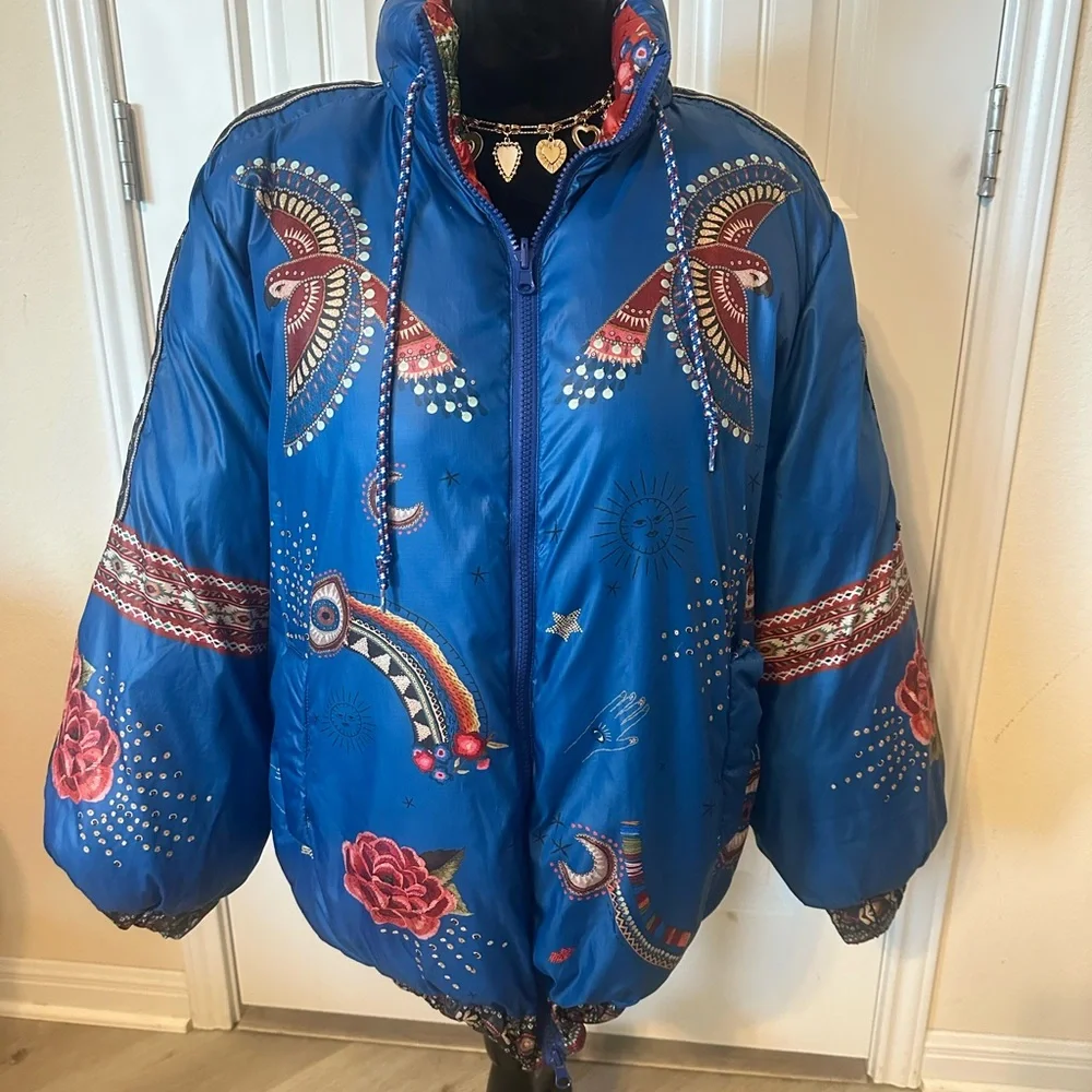 Farm Rio Reversible Mystic Puffer Jacket size S/M - Picture 7 of 12